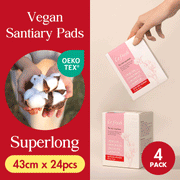 Lefresh Organic Cover Maxi Pads with Wings | Super Long Overnight, 24 Count | Heavy Absorbency - Unscented - Vegan - Chlorine Free - Ultra Thin Pads for Women