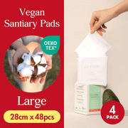 Lefresh Organic Cotton Cover Pads with Wings | Large, 48 Count | Heavy Absorbency - Unscented - Vegan - Chlorine Free - Ultra Thin Pads for Women