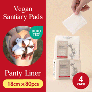 Lefresh Organic Cotton Cover Panty Liners | Long, 80 Count | Unscented - Vegan - Chlorine Free - Daily Feminine Pads - Light Absorbency