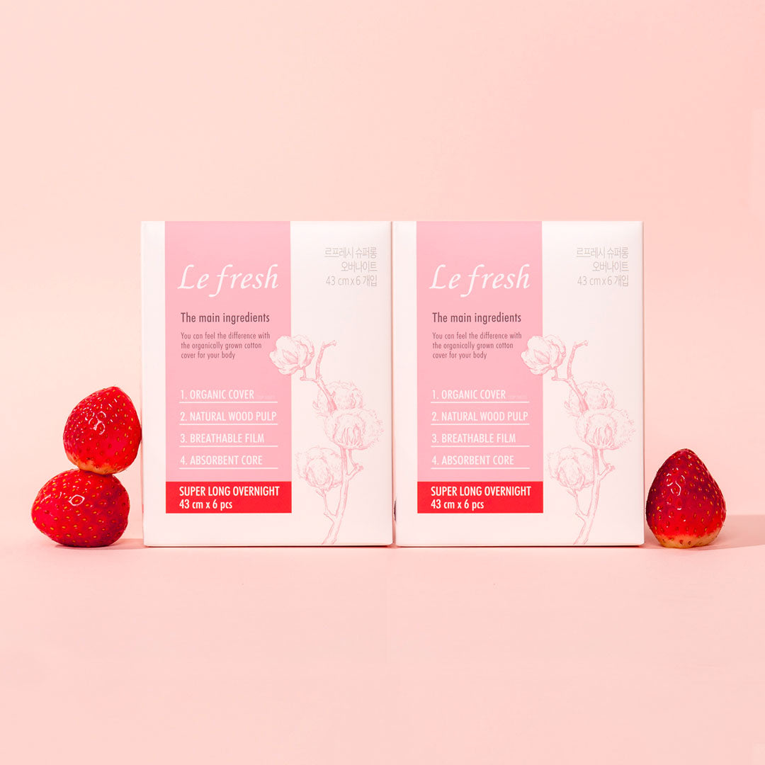 Lefresh Organic Cover Maxi Pads with Wings | Super Long Overnight, 12 Count | Heavy Absorbency - Unscented - Vegan - Chlorine Free - Ultra Thin Pads for Women