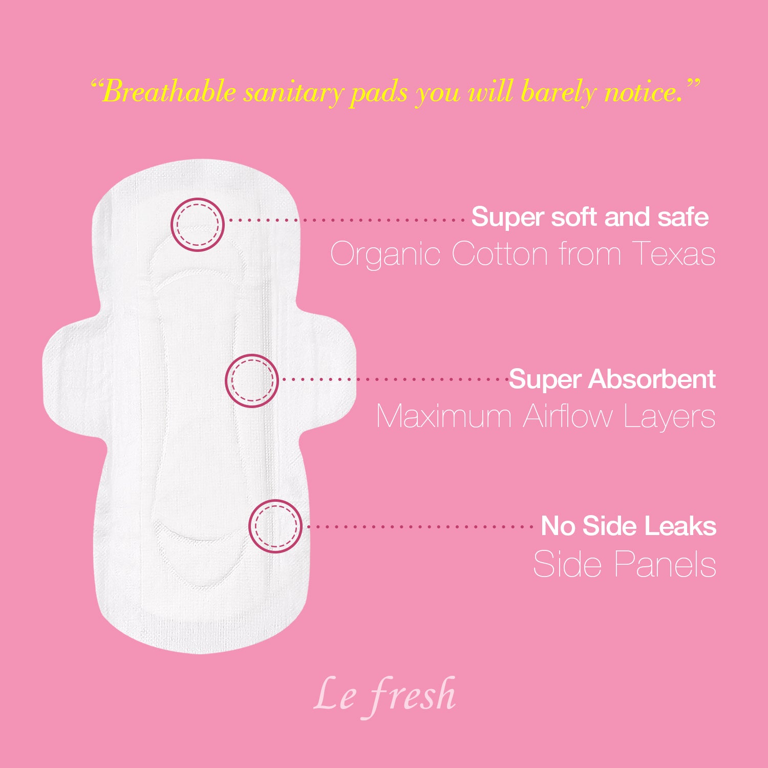 Lefresh Organic Cover Maxi Pads with Wings | Super Long Overnight, 24 Count | Heavy Absorbency - Unscented - Vegan - Chlorine Free - Ultra Thin Pads for Women