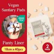 Lefresh Organic Cotton Cover Panty Liners | Long,40 Count | Unscented - Vegan - Chlorine Free - Daily Feminine Pads - Light Absorbency