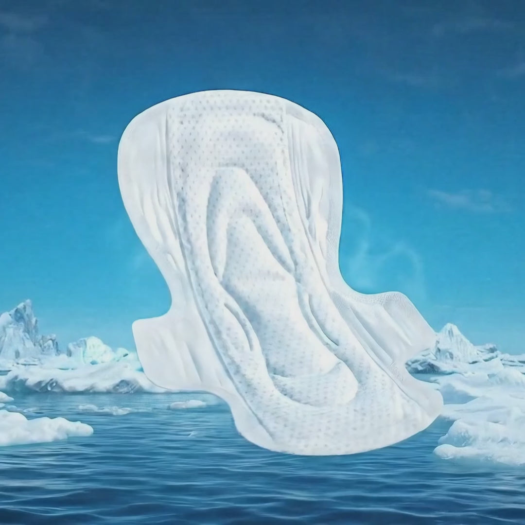 Load video: Lefresh Organic Cotton Cover Pads with Wings | Regular, 56 Count | Regular Absorbency - Unscented - Vegan - Chlorine Free - Ultra Thin Pads for Women